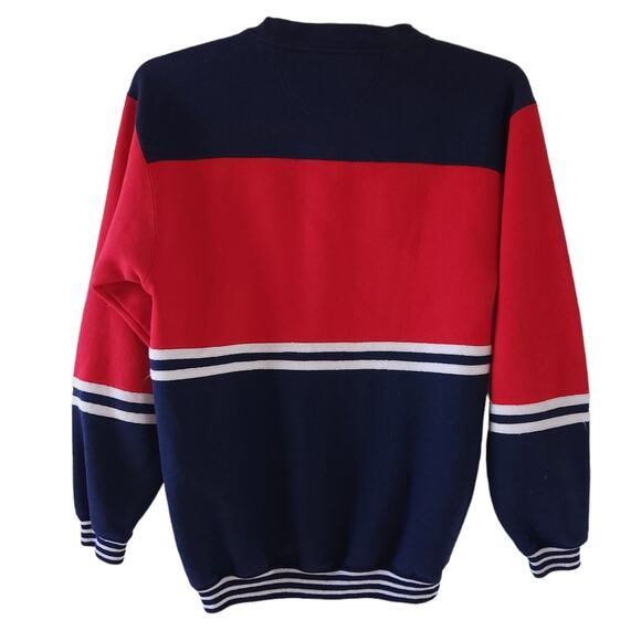 RARE Disney 90s Vintage Embroidery Sweatshirt Medium Men Red Blue Mickey Mouse - Picture 2 of 4